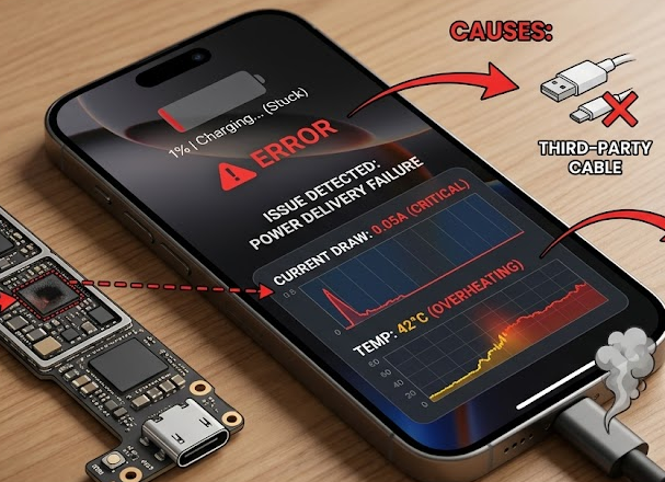 Is your iPhone 15 or 16 stuck at 1% battery, refusing to charge, or continuously restarting? Discover why USB-C chip failures happen .